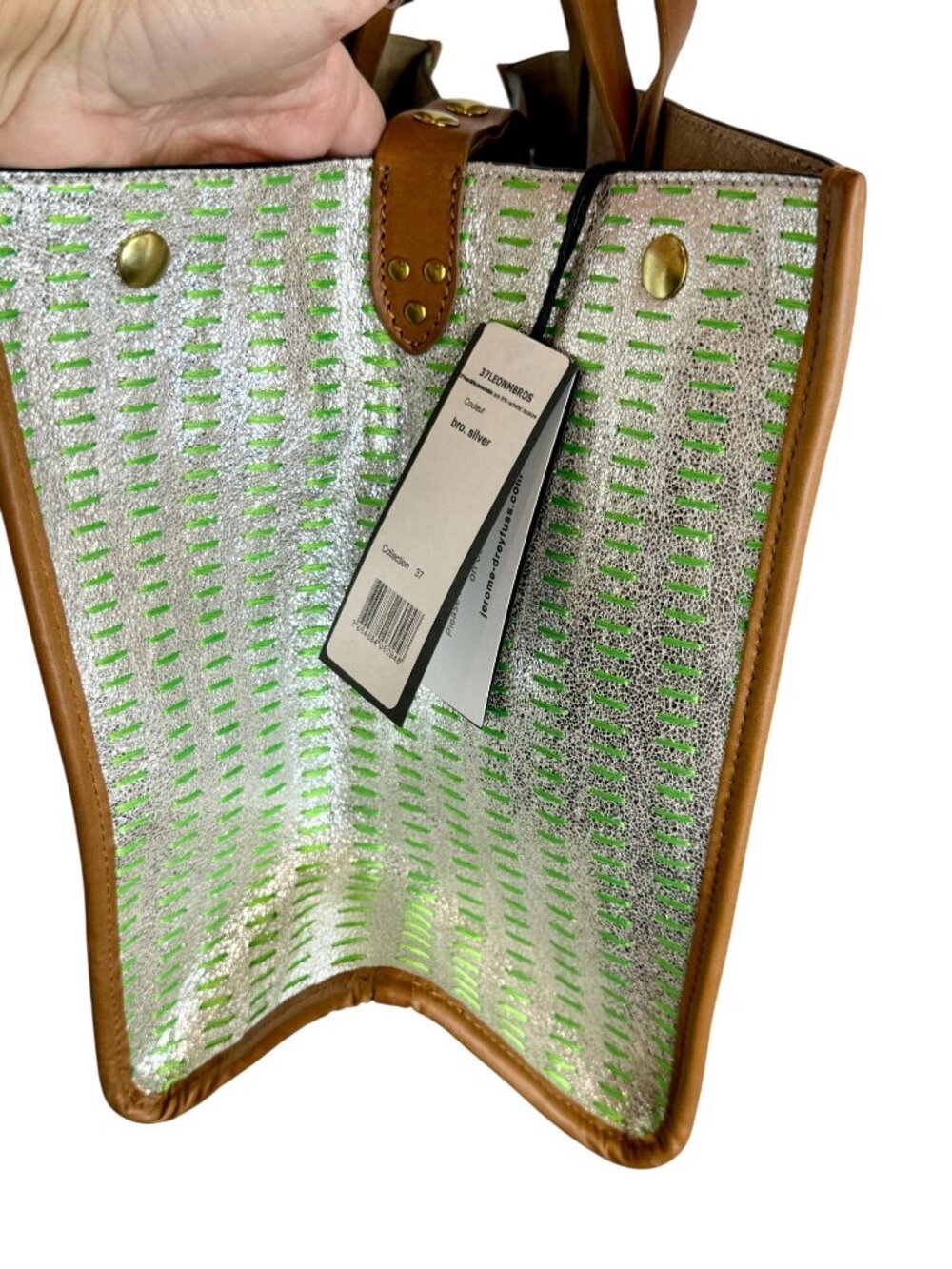Jerome Dreyfuss Leon M Broderies Tote Bag - Bro Silver NWT - Picture 12 of 13